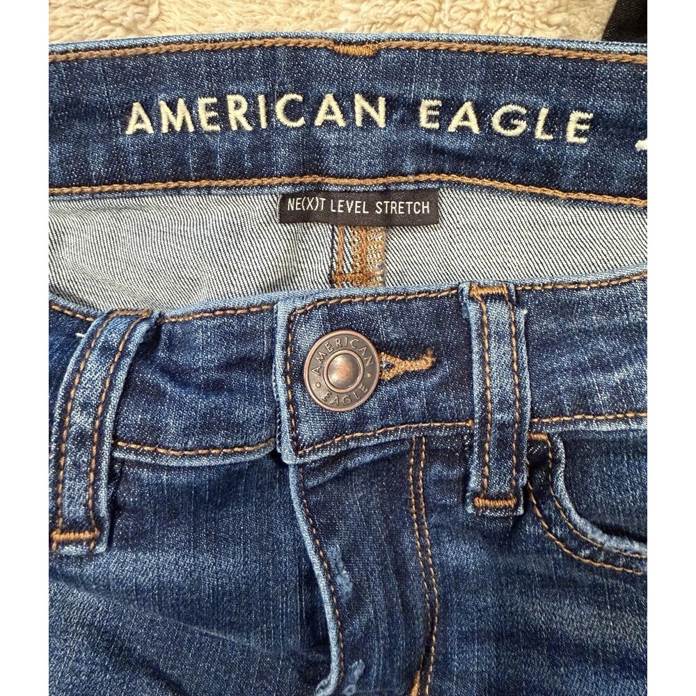 Women’s American Eagle Jeggings Next Level Stretch Distressed Size 0 Short Jeans - Picture 5 of 6